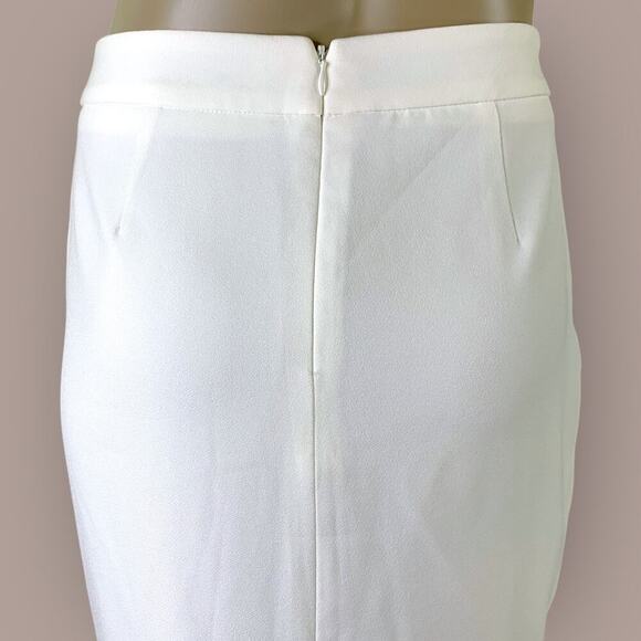 Saint Tropez West Chiffon Wrap Pencil Casual Skirt Lined Size 6 Cream Whte - Picture 8 of 14